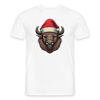 Bison Weihnachten Santa - Männer T-Shirt - Weiß - Vorne - AI Model Male 178 dark (178cm)