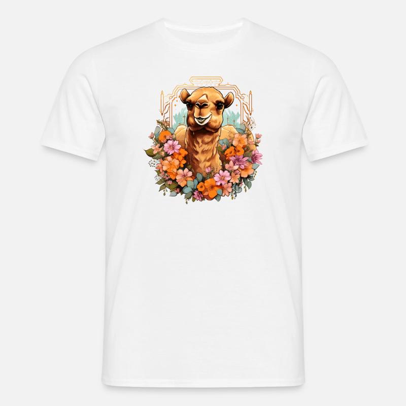 Kamel Kamelkopf Blumen - Männer T-Shirt - Weiß