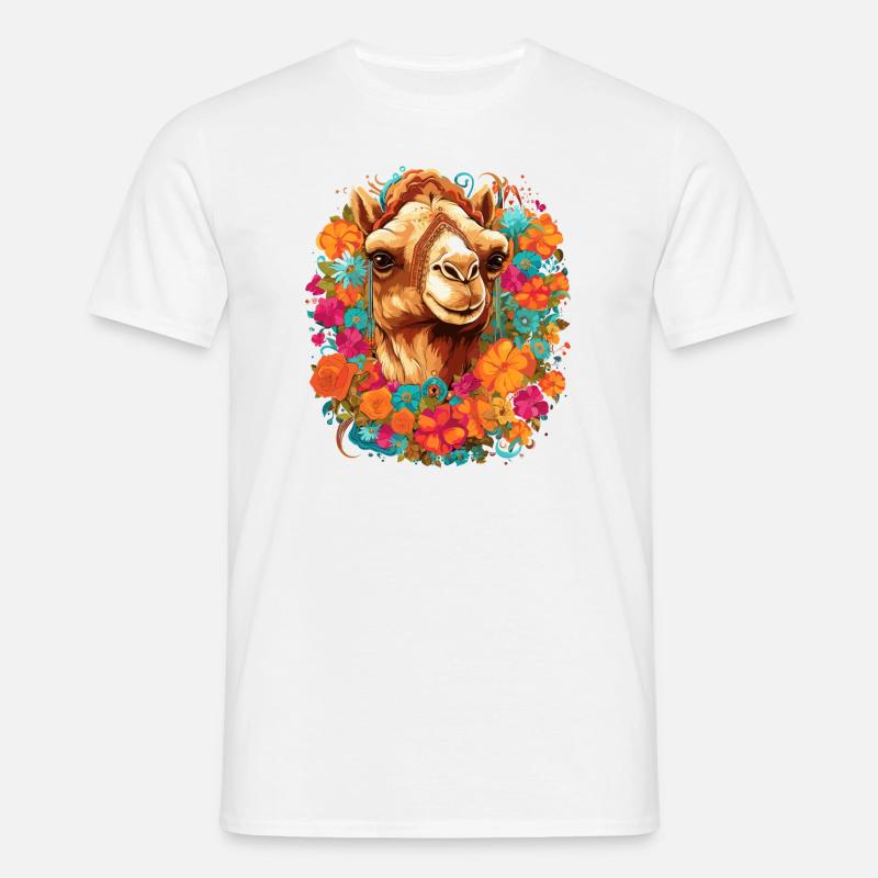 Kamel Kamelkopf Blumen - Männer T-Shirt - Weiß