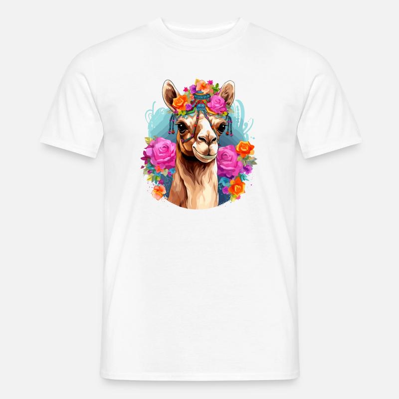 Kamel Kamelkopf Blumen - Männer T-Shirt - Weiß