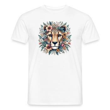 Guépard Fleurs de guépard - T-shirt homme - blanc - Devant - AI Model Male 178 dark (178cm)