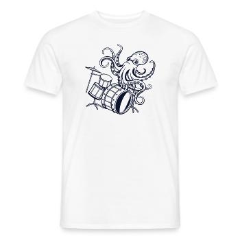 Rockin' Octopus Drummer - Sea Beats - Men's T-Shirt - white - Front - AI Model Male 178 dark (178cm)