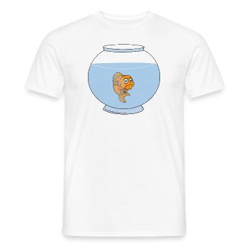 Poisson rouge dans un bocal - T-shirt homme - blanc - Devant - AI Model Male 178 dark (178cm)