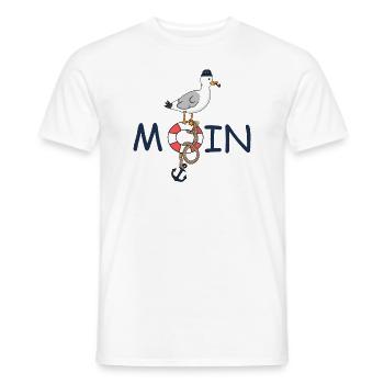 Moin - Möwe - Männer T-Shirt - Weiß - Vorne - AI Model Male 178 dark (178cm)