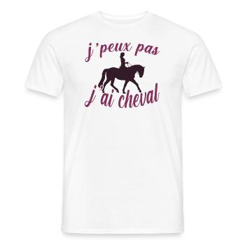Tee shirt cavalière jpeux pas j ai cheval humour - T-shirt homme - blanc - Devant - AI Model Male 178 dark (178cm)