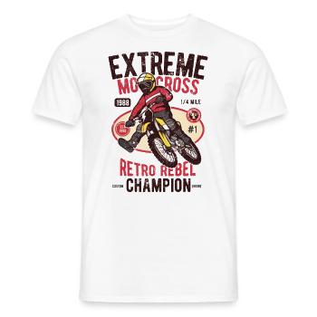 MOTOCROSS RETRO REBEL SUPER MOTO ENDURO DIRT MOTIF - Men's T-Shirt - white - Front - AI Model Male 178 dark (178cm)