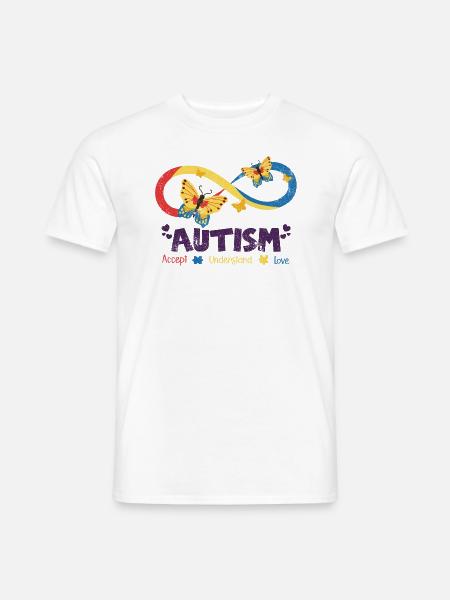 AUTIST SCHMETTERLING ENDLOS SCHLEIFE SRPRUCH MOTIV - T-shirt herr - vit