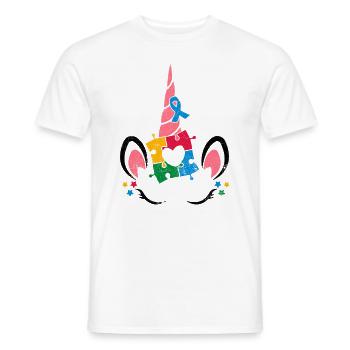 AUTIST EINHORN AUTISMUS BEHINDERT ADS MOTIV SPRUCH - Männer T-Shirt - Weiß - Vorne - AI Model Male 178 dark (178cm)