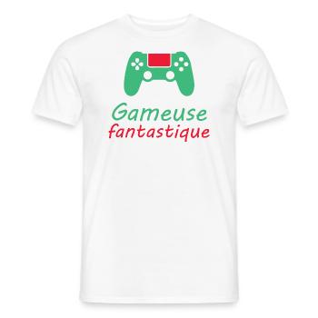 Tshirt femme Gameuse fantastique - T-shirt homme - blanc - Devant - AI Model Male 178 dark (178cm)