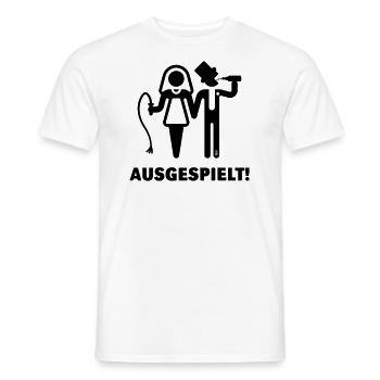 Ausgespielt! (JGA / Peitsche / Bier / Black) - Männer T-Shirt - Weiß - Vorne - AI Model Male 178 dark (178cm)