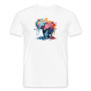 Aquarelle Éléphant Bébé - T-shirt homme - blanc - Devant - AI Model Male 178 dark (178cm)