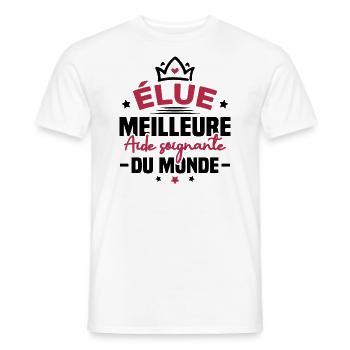 Élue meilleure aide soignante du monde - T-shirt homme - blanc - Devant - AI Model Male 178 dark (178cm)