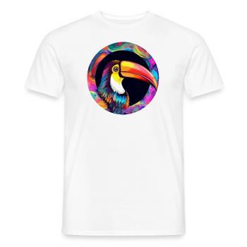 Toucan sur fond coloré - T-shirt homme - blanc - Devant - AI Model Male 178 dark (178cm)