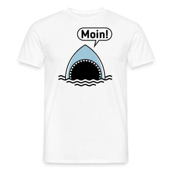 Moin! (Hai / Haifisch / Sprechblase / Comic) - Männer T-Shirt - Weiß - Vorne - AI Model Male 178 dark (178cm)