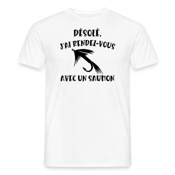 rendez-vous avec un saumon - T-shirt homme - blanc - Devant - AI Model Male 178 dark (178cm)