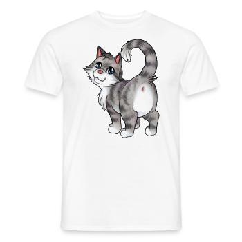 Lustige freche Katze, die einem den Po zeigt - Männer T-Shirt - Weiß - Vorne - AI Model Male 178 dark (178cm)