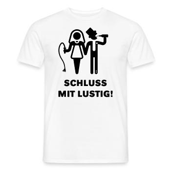 Schluss Mit Lustig! JGA Peitsche Bier Brautpaar B - Männer T-Shirt - Weiß - Vorne - AI Model Male 178 dark (178cm)