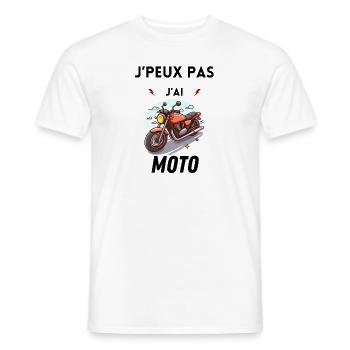 J peux pas j ai moto - T-shirt homme - blanc - Devant - AI Model Male 178 dark (178cm)