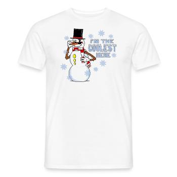 Cool Snowman Funny RubberHose Retro Winter Cartoon - Men's T-Shirt - white - Front - AI Model Male 178 dark (178cm)
