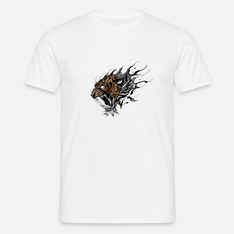 Fierce Sabertooth Tiger tattoo design - Men's T-Shirt - white