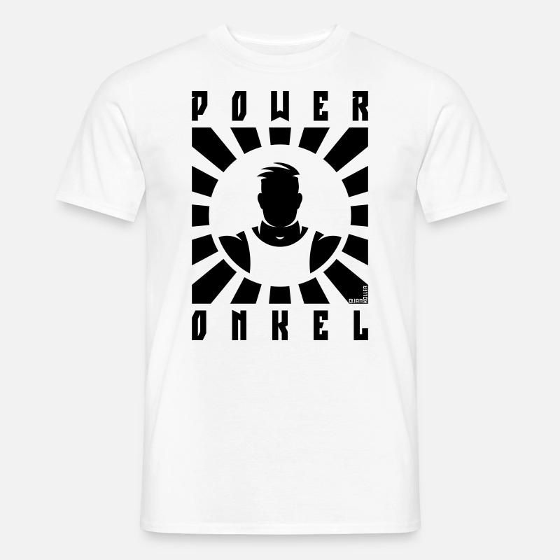 Power Onkel (Poweronkel / Strahlen / Black) - Männer T-Shirt - Weiß