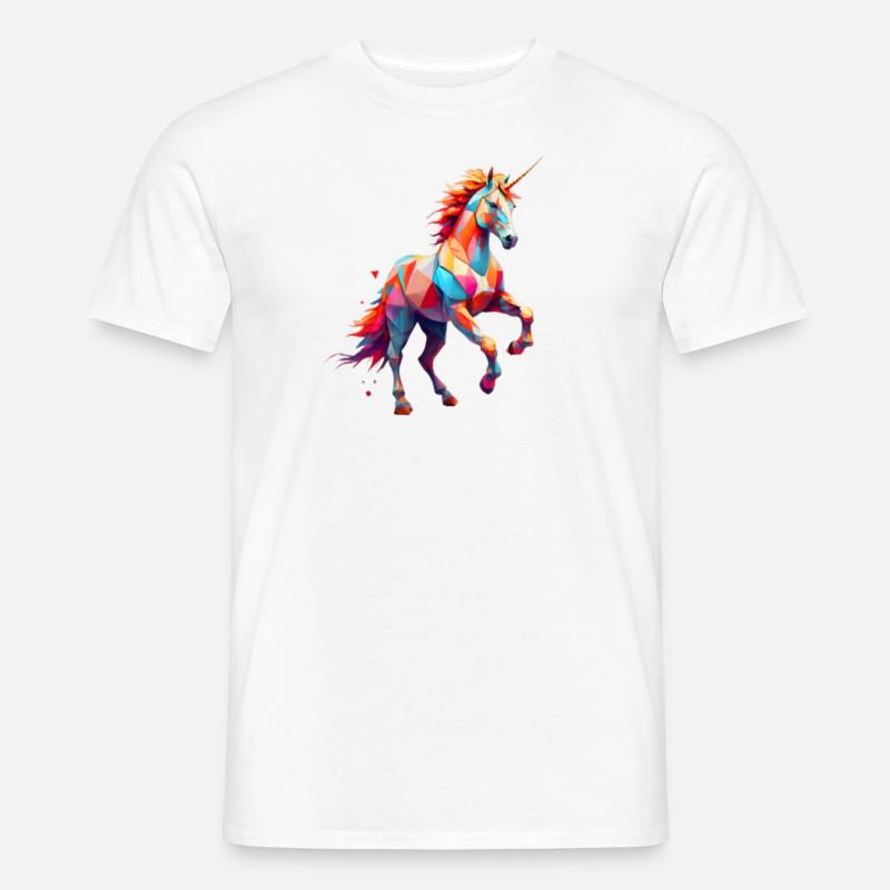 Farbenfrohes Einhorn - Männer T-Shirt - Weiß