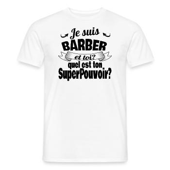 je suis barber - T-shirt homme - blanc - Devant - AI Model Male 178 dark (178cm)