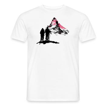 Zermatt Mountain Matterhorn T-Shirt - Hiking Climbing - Men's T-Shirt - white - Front - AI Model Male 178 dark (178cm)