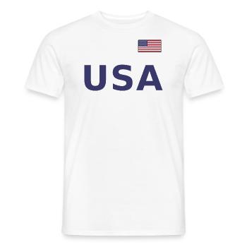 TEAM United States American Flag Banner Over Font - Men's T-Shirt - white - Front - AI Model Male 178 dark (178cm)