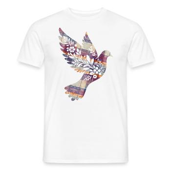 Dove of Peace Dove Turtle Dove Tartan Bird - Men's T-Shirt - white - Front - AI Model Male 178 dark (178cm)