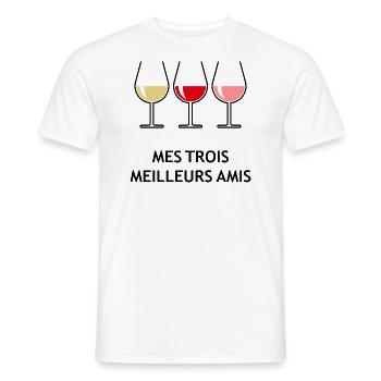 Mes Trois Meilleurs Amis (Vin / Bombé Ouvert) - T-shirt homme - blanc - Devant - AI Model Male 178 dark (178cm)