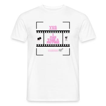 Yes, I can take a picture - Men's T-Shirt - white - Front - AI Model Male 178 dark (178cm)