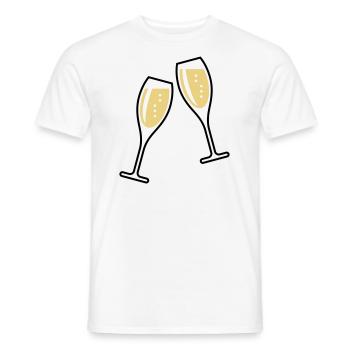 2 Sektgläser (Sekt / Oval / Zu / 2C) - Männer T-Shirt - Weiß - Vorne - AI Model Male 178 dark (178cm)