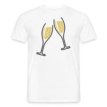 2 Sektgläser (Sekt / Oval / Offen / 2C) - Männer T-Shirt - Weiß - Vorne - AI Model Male 178 dark (178cm)