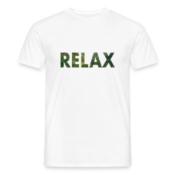 RELAX-Wort mit Foto - Männer T-Shirt - Weiß - Vorne - AI Model Male 178 dark (178cm)