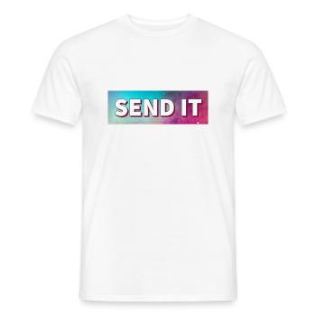 SEND IT Boxlogo - Männer T-Shirt - Weiß - Vorne - AI Model Male 178 dark (178cm)