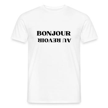Bonjour au revoir humour - T-shirt homme - blanc - Devant - AI Model Male 178 dark (178cm)