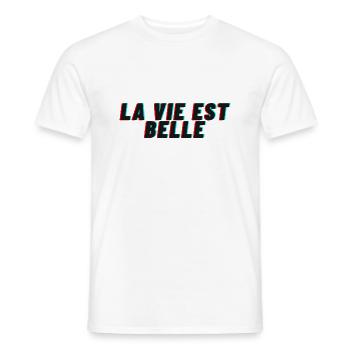 La vie est belle - T-shirt homme - blanc - Devant - AI Model Male 178 dark (178cm)