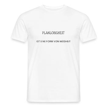 PLANLOSIGKEIT 4500 x 5400 px - Männer T-Shirt - Weiß - Vorne - AI Model Male 178 dark (178cm)