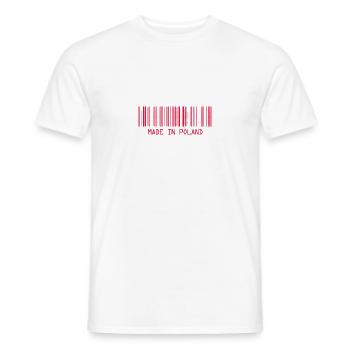 Fabriqué en Pologne - Pologne - Pologne - Code-barres - Dash - T-shirt homme - blanc - Devant - AI Model Male 178 dark (178cm)