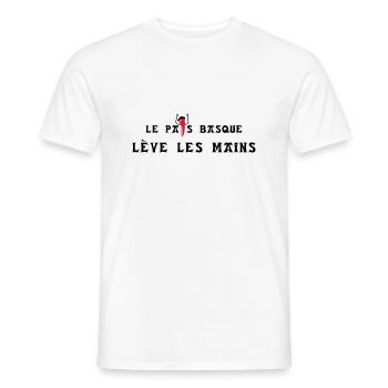 Le pays basque lève les mains - horizontal - T-shirt homme - blanc - Devant - AI Model Male 178 dark (178cm)