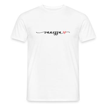 Vanessa Last name First name Calligraphy Font - Men's T-Shirt - white - Front - AI Model Male 178 dark (178cm)
