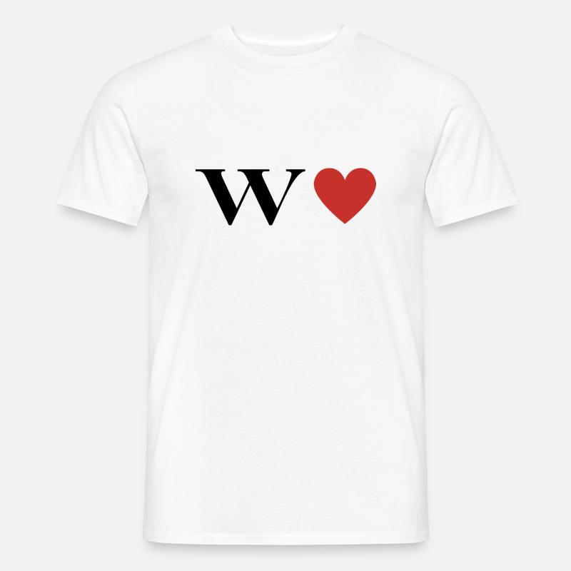 Buchstabe w Rotes Herz - Männer T-Shirt - Weiß