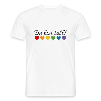 Regenbogenherzchen du bist toll - Männer T-Shirt - Weiß - Vorne - AI Model Male 178 dark (178cm)