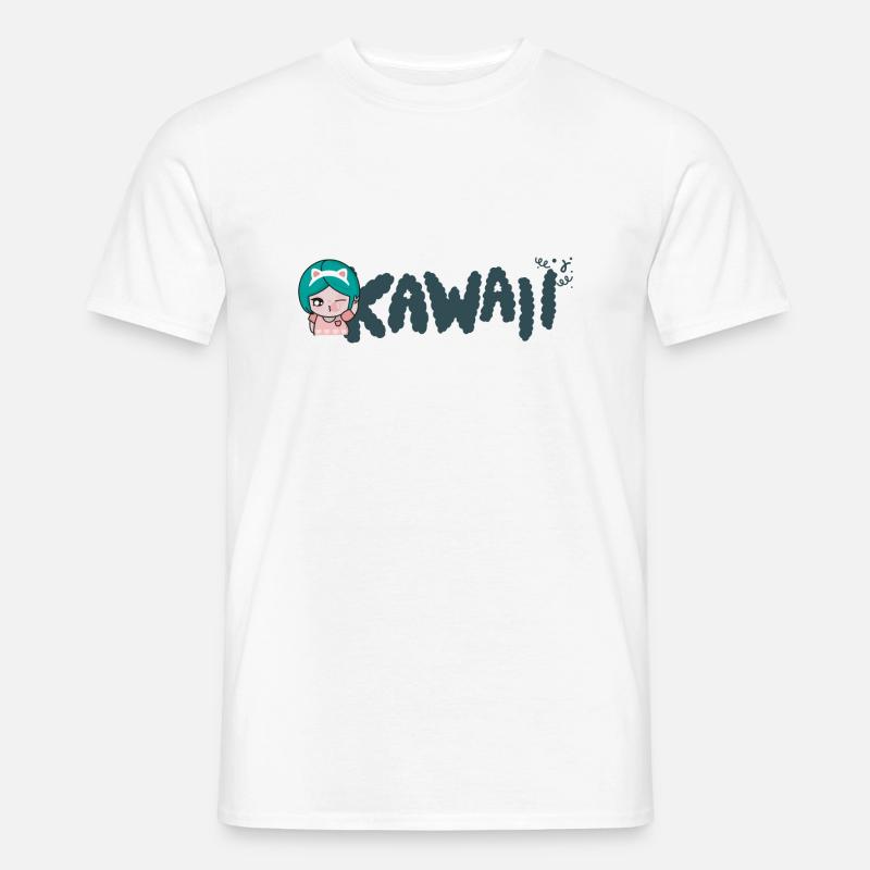 Kawaii - Süsses Mädchen - Männer T-Shirt - Weiß