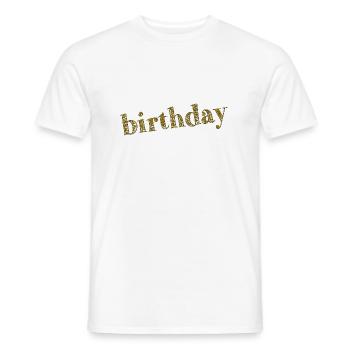 HAPPY BIRTHDAY. HAPPY BIRTHDAY. ANNIVERSARY. - Men's T-Shirt - white - Front - AI Model Male 178 dark (178cm)
