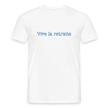 RETRAITE. RETRAITE. RETRAITEE. RETRAITE - T-shirt homme - blanc - Devant - AI Model Male 178 dark (178cm)