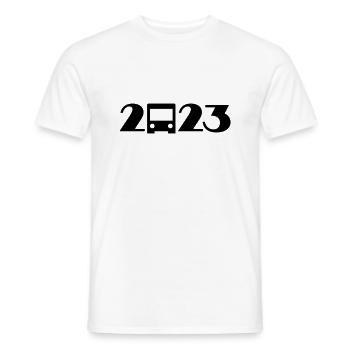 Bus, voyage, vacances, voyage scolaire 2023 - T-shirt homme - blanc - Devant - AI Model Male 178 dark (178cm)