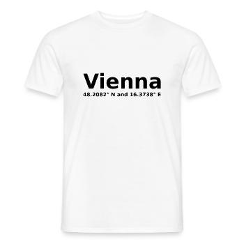 Wien - Vienna - mit Geo Koordinaten Waagrecht - Männer T-Shirt - Weiß - Vorne - AI Model Male 178 dark (178cm)