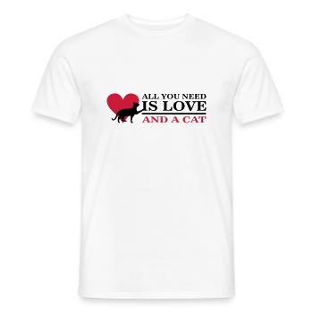 All you need is love and a cat - Männer T-Shirt - Weiß - Vorne - AI Model Male 178 dark (178cm)
